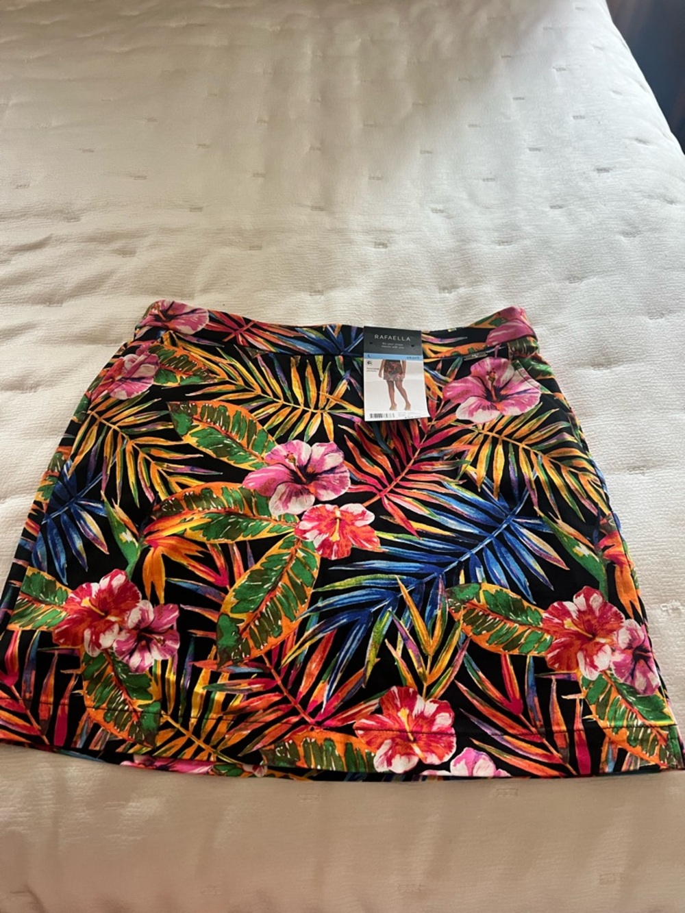 Rafaella Black Skort Tropical Floral A-Line Skirt NWT